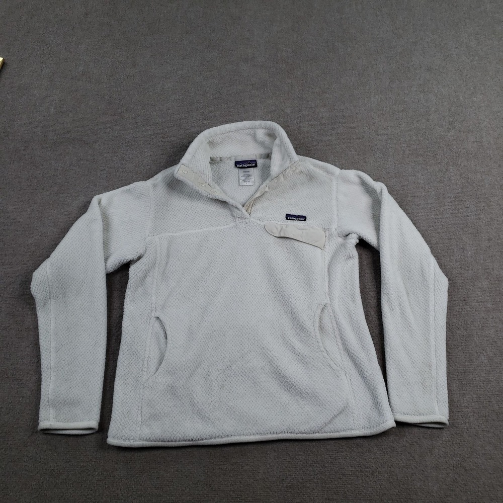 Patagonia Snap-T Jacket Womens Large White Fleece Pullover 25441FA11 Hiking